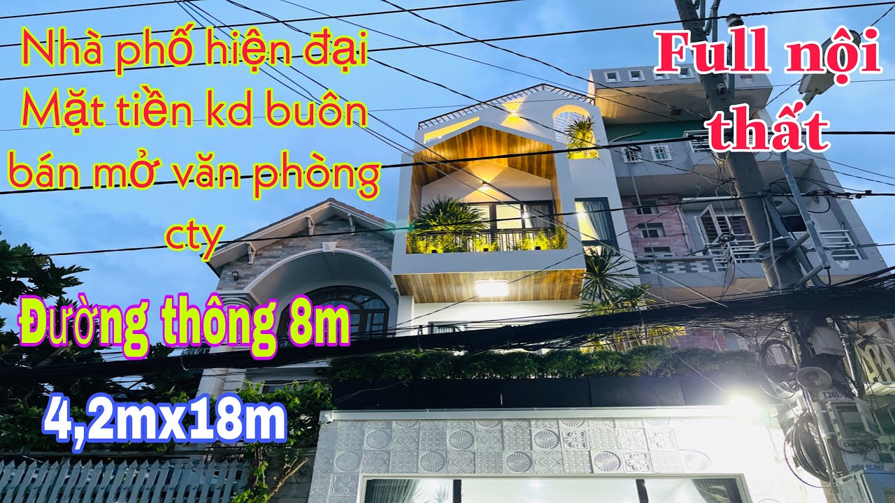 Bán nhà gò vấp| Nhà mặt tiền đường thông 8m kinh doanh buôn bán mở vp cty 4,2mx18m full nội thất