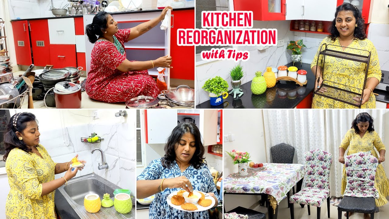 Kitchen deep cleaning & reorganization | how i reorganized kitchen Dining Table | Karthikha Channel