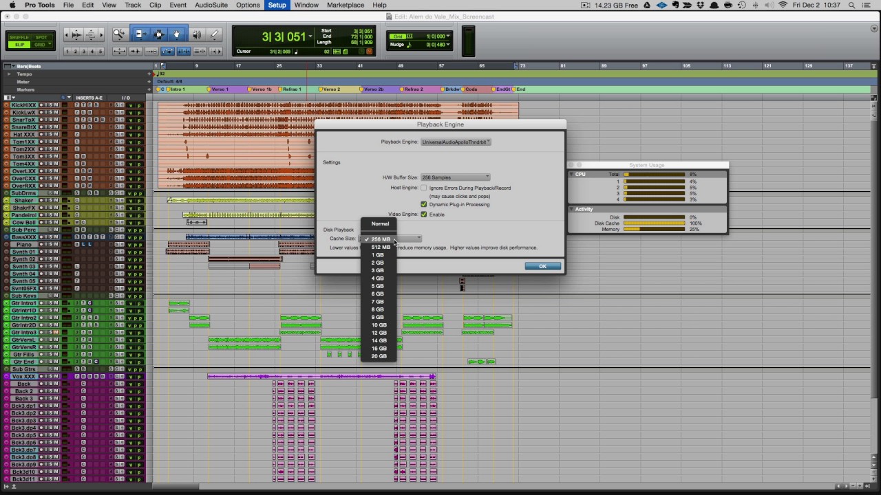 Como usar a função Disk Cache do Pro Tools
