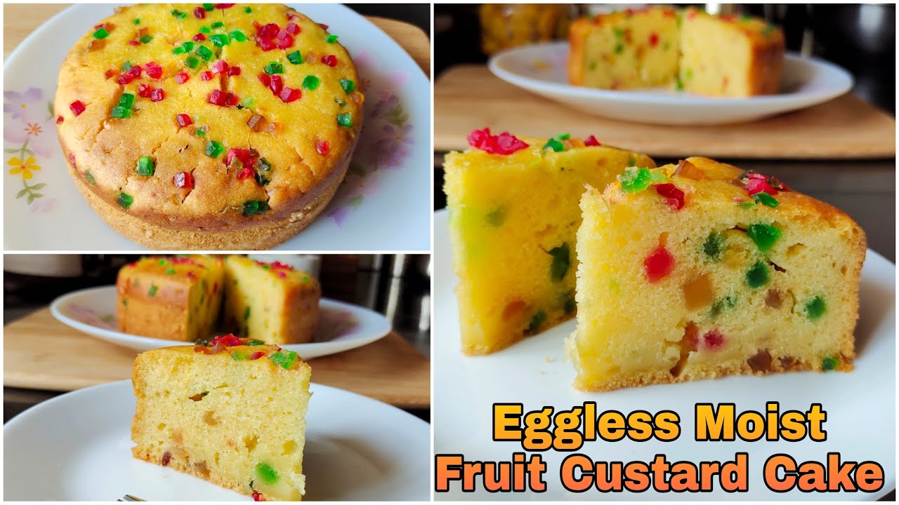 Fruit Custard Cake | Eggless and Without Oven | Custard Cake | Spongy Fruit Cake | Easy Cake Recipe