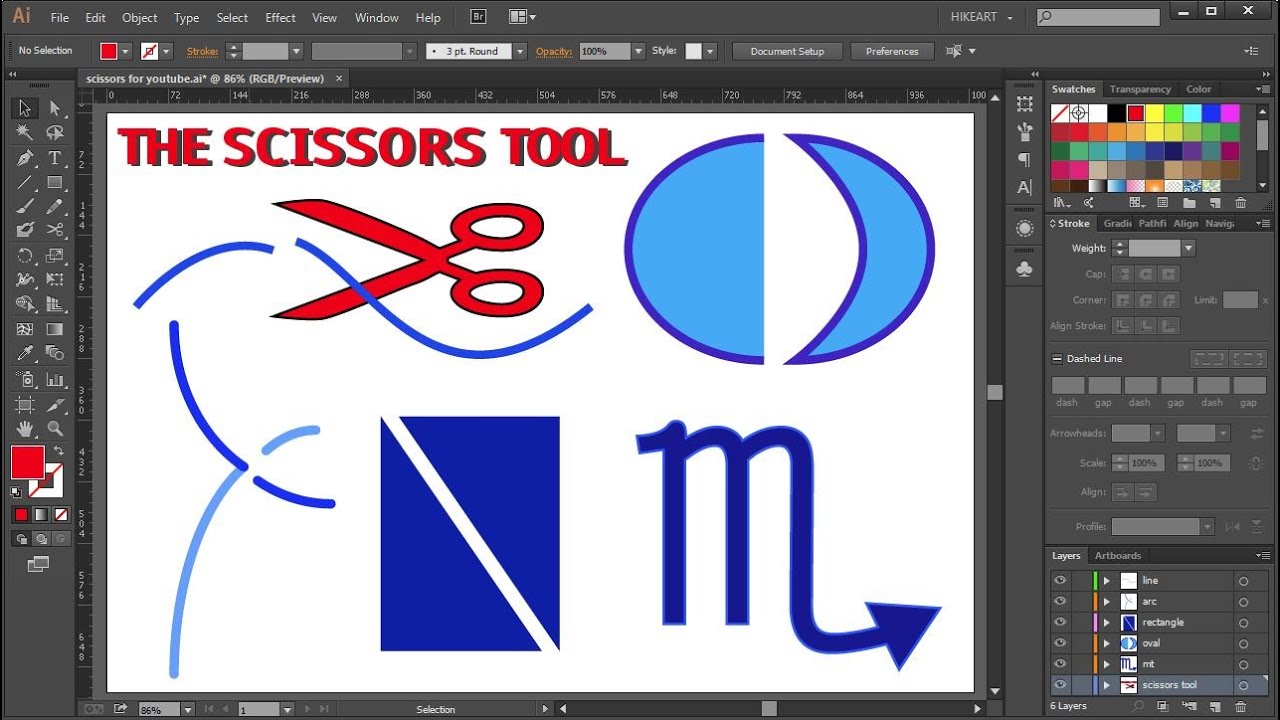 How to Cut Paths and Shapes in Adobe Illustrator - The Scissors Tool