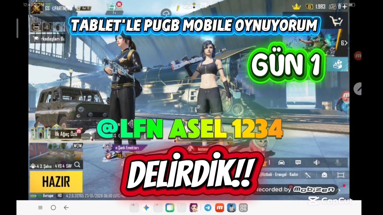 @LFLN-ASEL TABLETLE PUBG MOBİLE OYNUYORUM GÜNÜ 1 GÜN!!!!! DELİRDİK SİNİRDEN ÇATLADIKTAN PUBG MOBİLE 