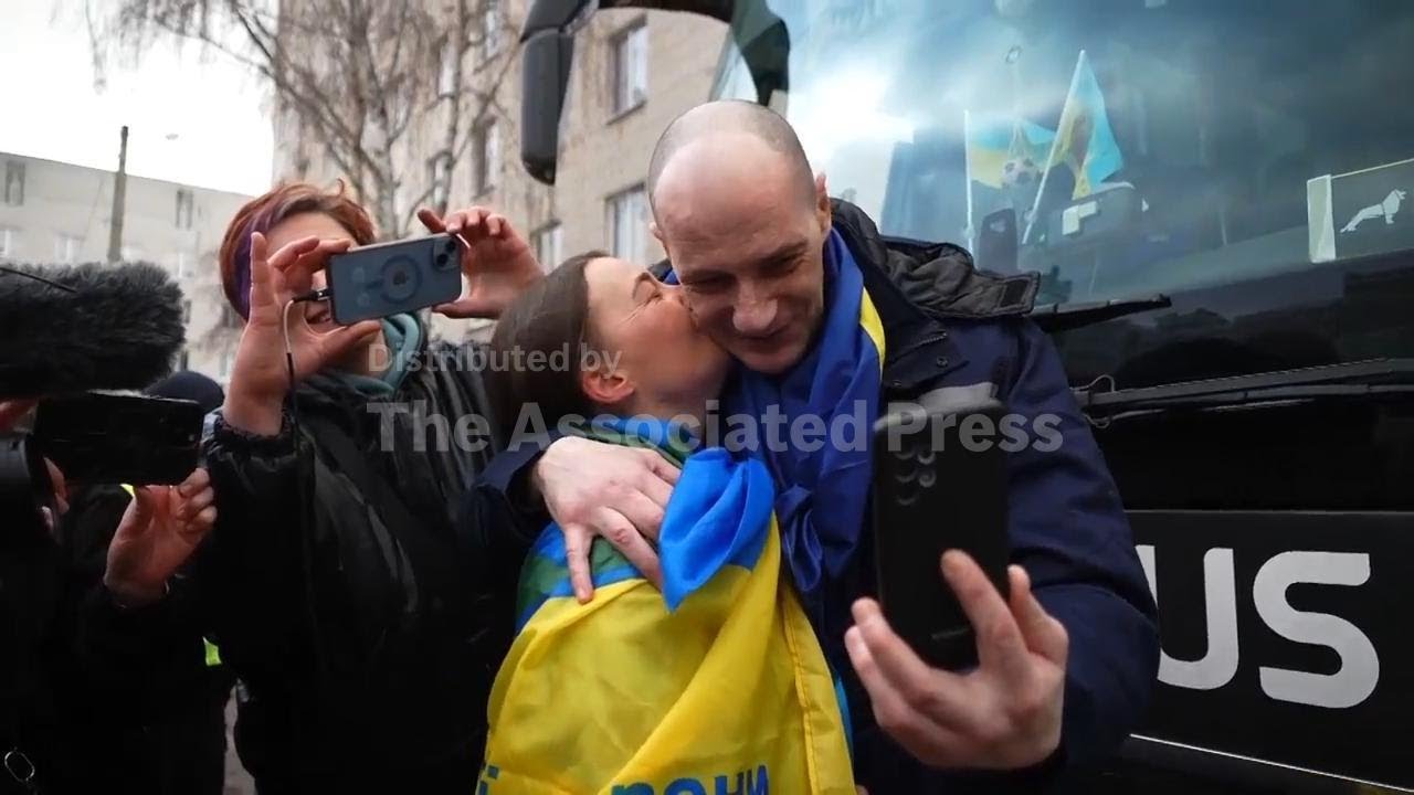 Joy and relief as Ukrainian prisoners of war meet families after long months in Russian captivity