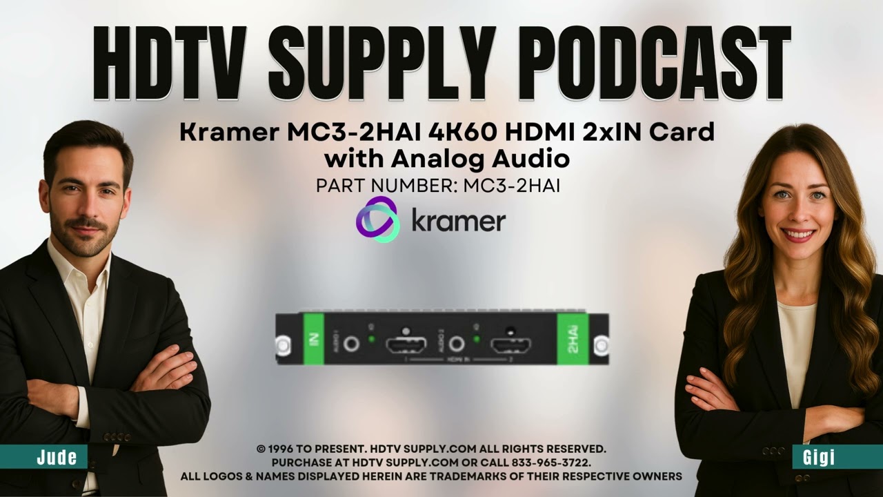 Kramer MC3-2HAI 4K60 HDMI 2xIN Card with Analog Audio