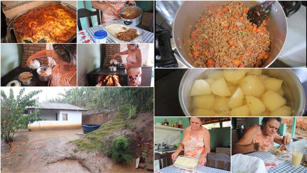 TROVOADA FORTE AQUI NO SÍTIO + PREPAREI BATATA RECHEADA COM CARNE, QUEIJO😋 FIQUEI SOZINHA NO ALMOÇO😓