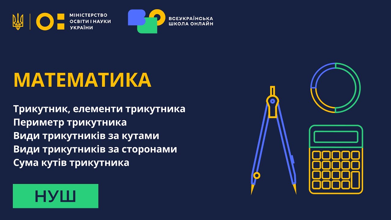 Математика. Трикутник, елементи трикутника. Периметр трикутника. Види трикутників. Сума кутів
