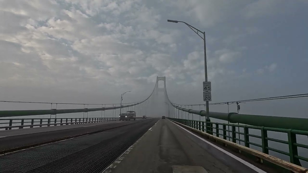 Mackinac Bridge in fog - 4K Test