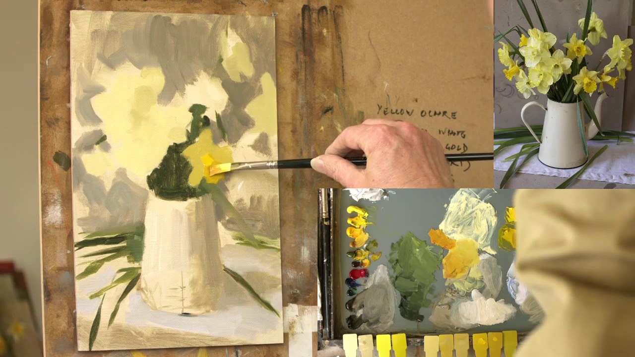 Daffodils in a Coffee Pot, Oil Painting Demonstration