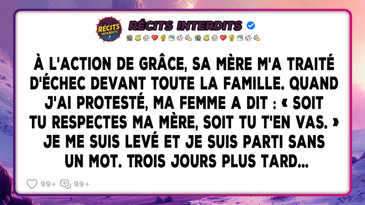 Ma Femme M'a Donné Un Ultimatum À L'action De Grâce, Et Mon Départ Discret A Rapidement Mené À...