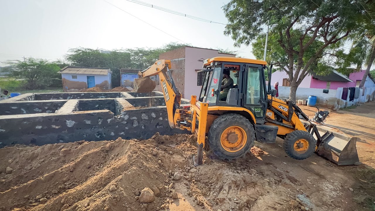 JCB 3DX Working 5 Rooms Mud Filling in Home Foundation | Jcb video