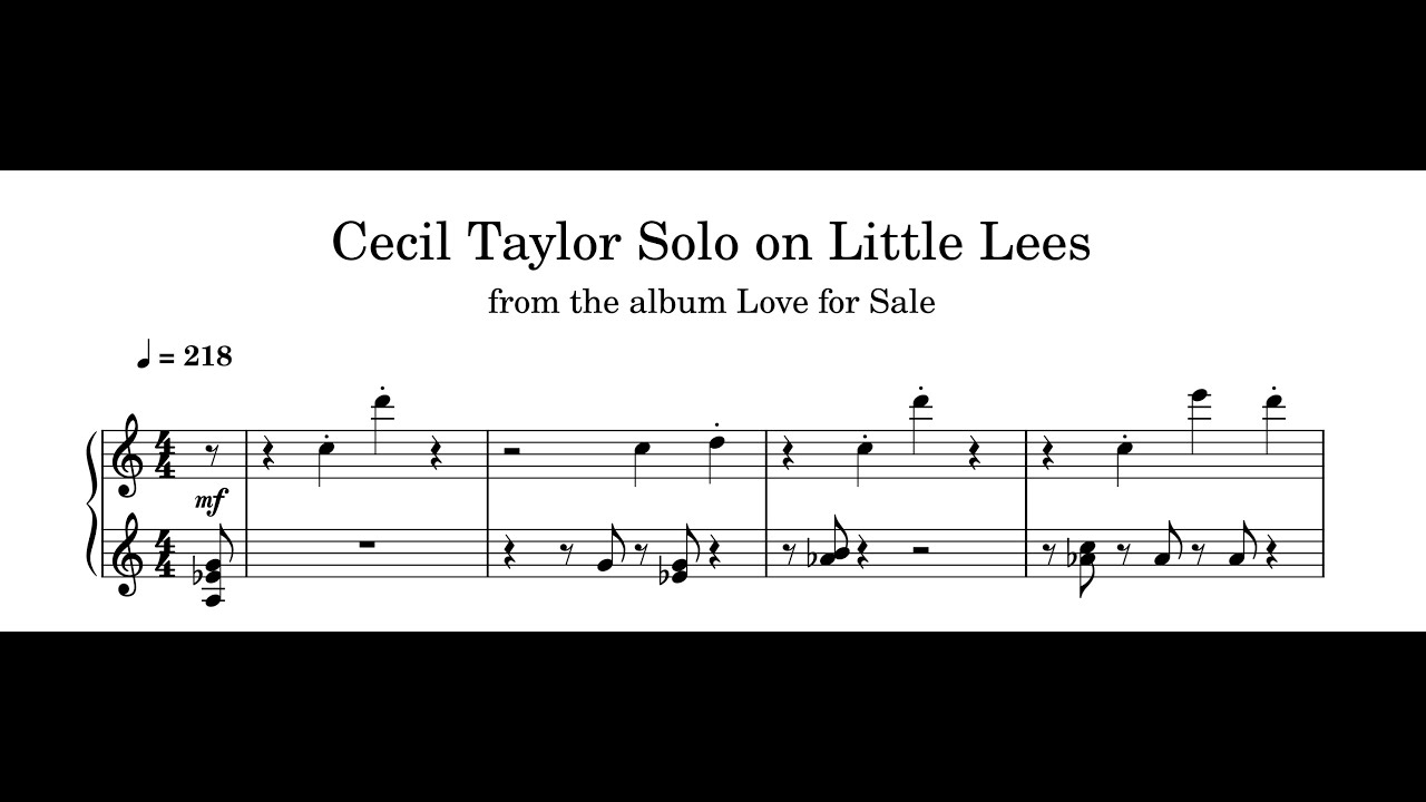 Cecil Taylor Solo on Little Lees - Piano Transcription (Sheet Music in Description)