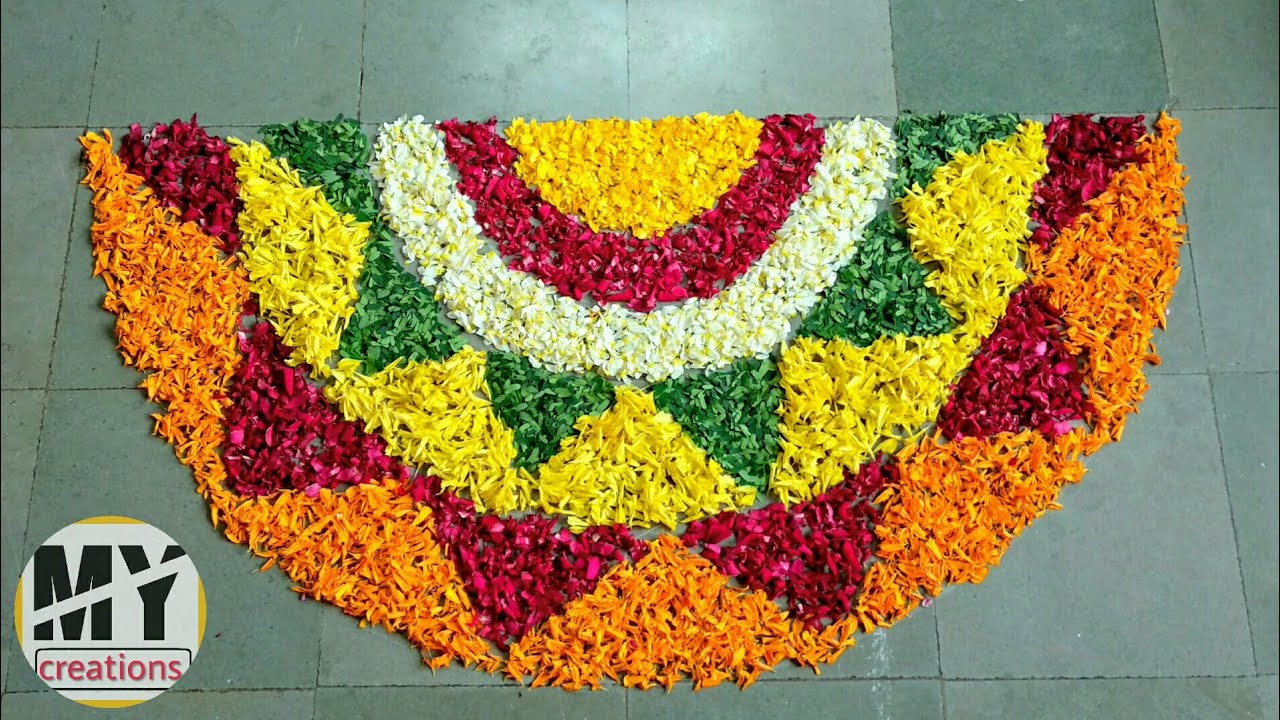 Very Simple and Easy to Make Flower Rangoli | My Creations