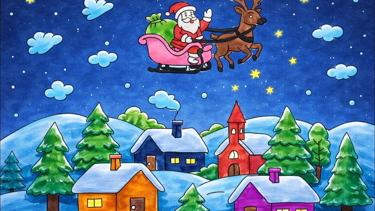 Christmas drawing/25 december drawing/Christmas drawing easy for kids/How to draw christmas tree 