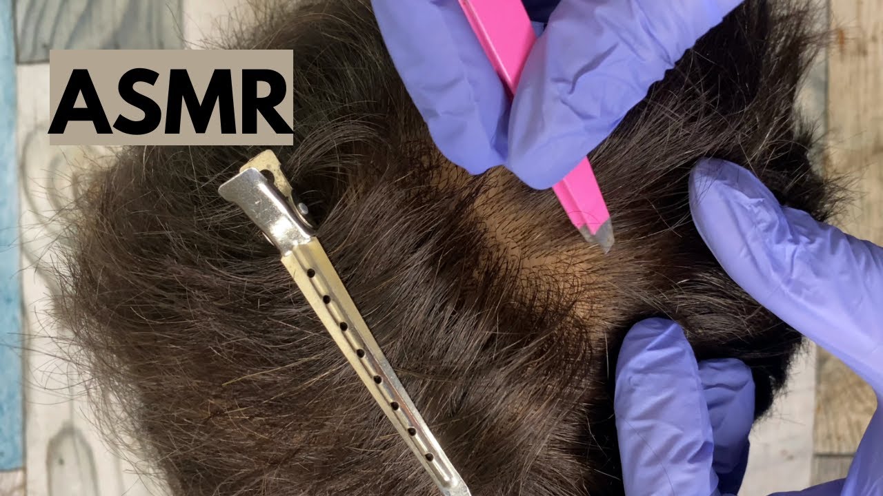 `ASMR Scalp Check: Relaxing Gray Hair Plucking Session 😴