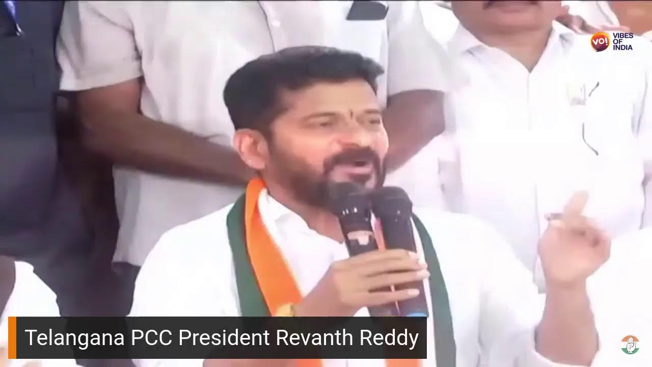 Telangana PCC President Revanth Reddy at Gandhi Bhawan in Hyderabad