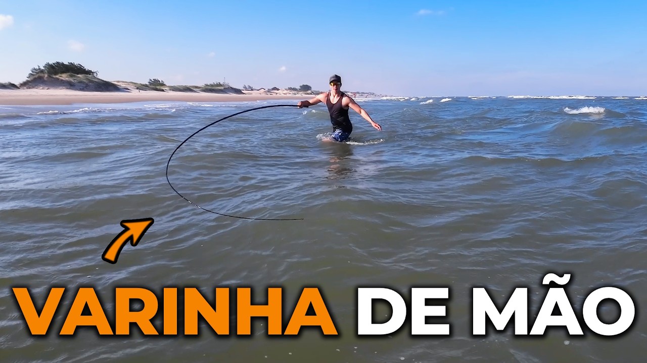 Pesquei no MAR com VARINHA DE MÃO e o resultado foi surpreendente!