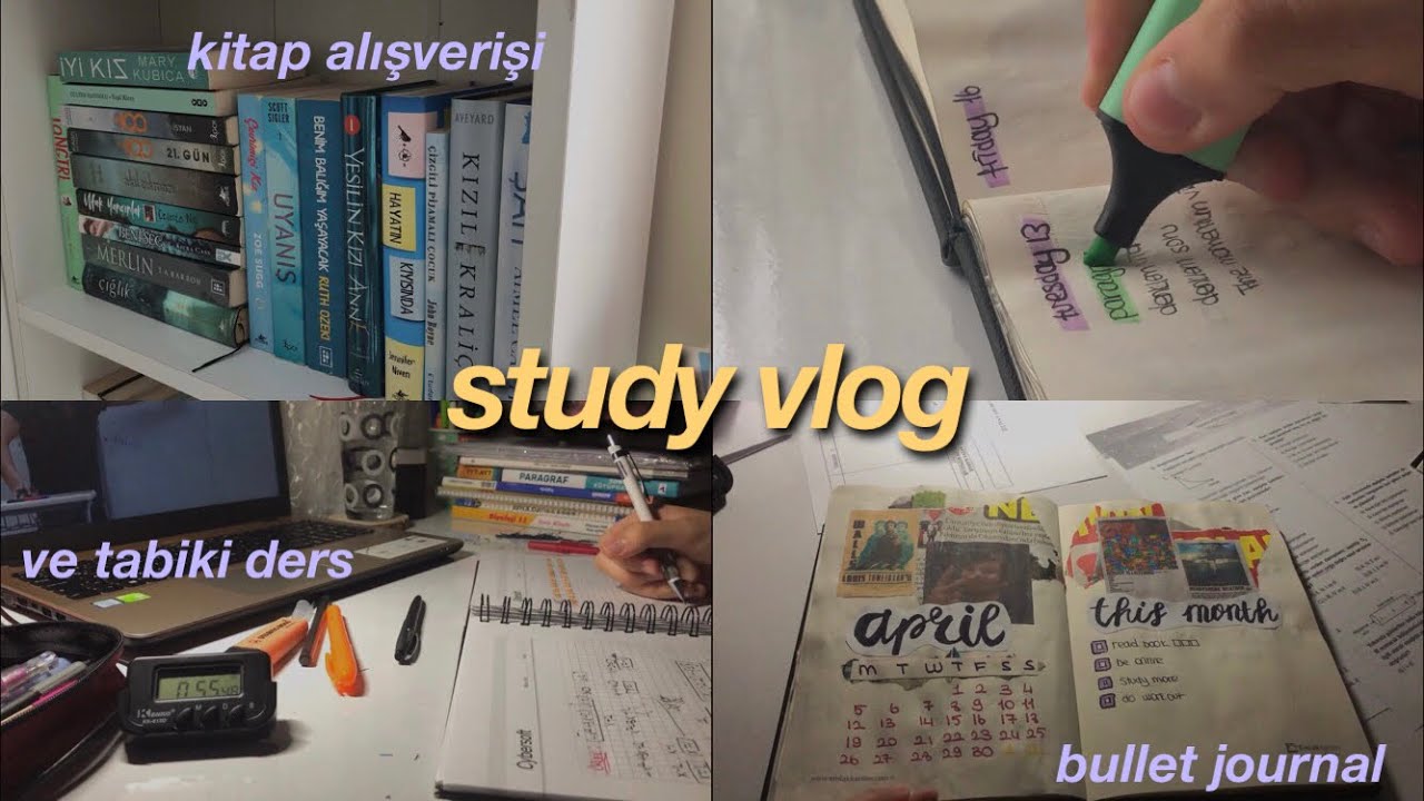 sessiz ders çalışma vlogu | yks günlüğüm #4 | bullet journal , kitap alışverişi