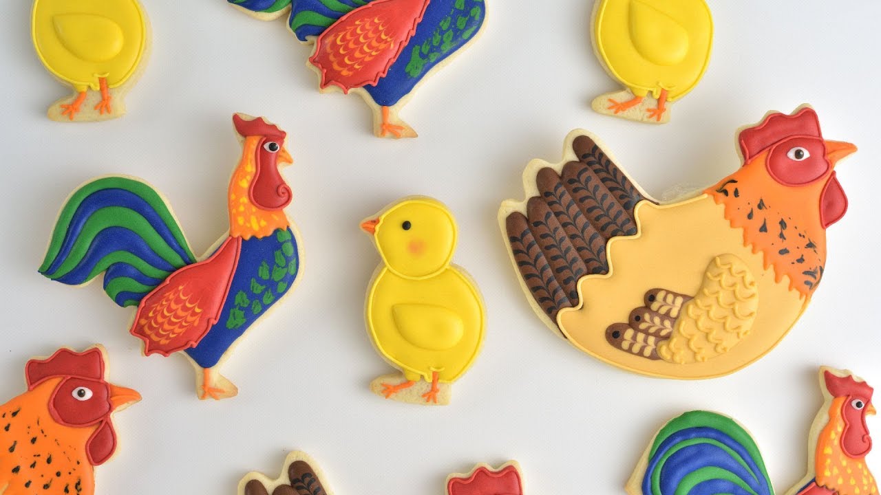 ROOSTER~HEN~CHICK FARM ANIMAL COOKIES by HANIELA'S