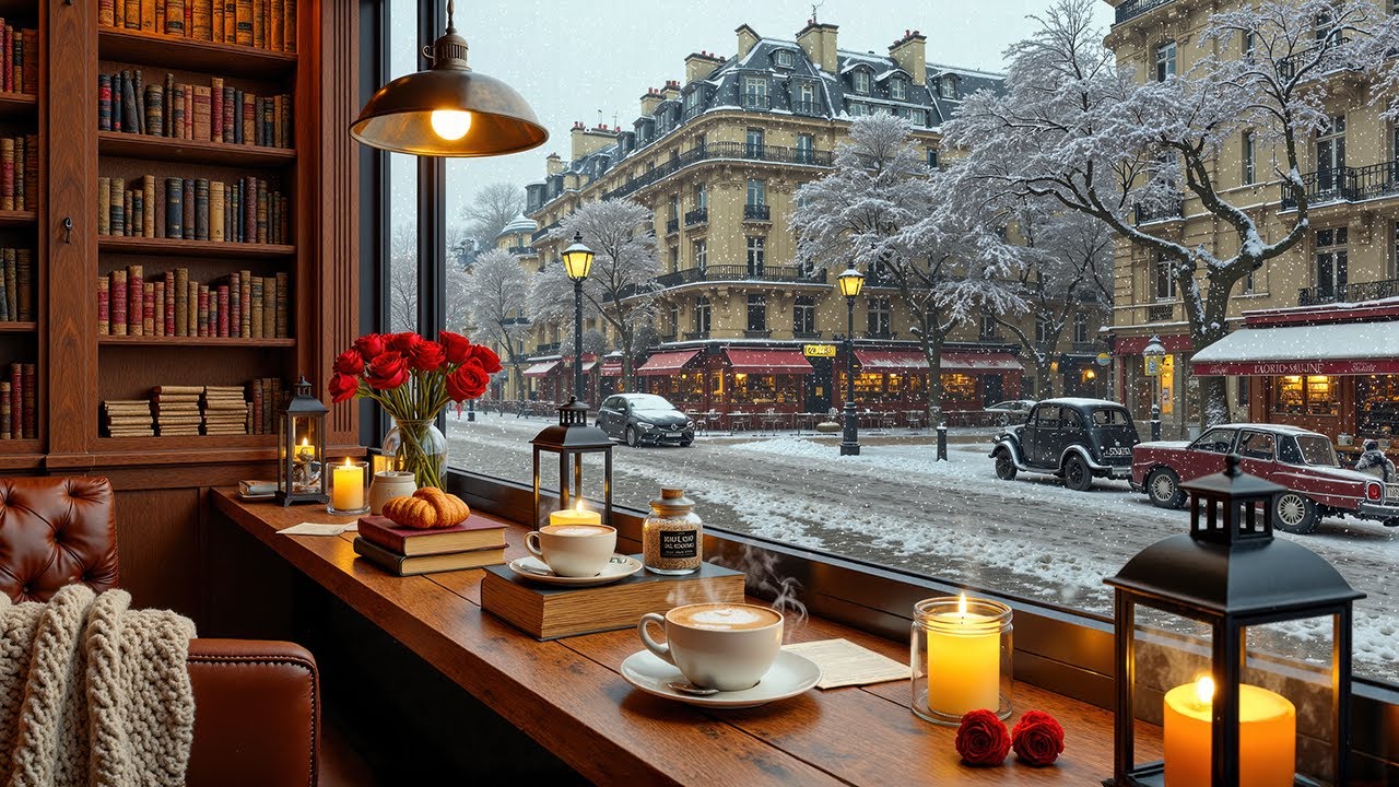 A Quiet Winter Café in Paris ❄️ Warm Jazz by the Window for Calm & Concentration