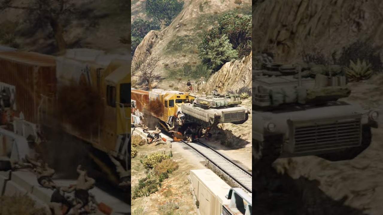 Missile Launcher Attempts to Stop the Train With Powerful Ballistic Missiles | GTA V #strike #action