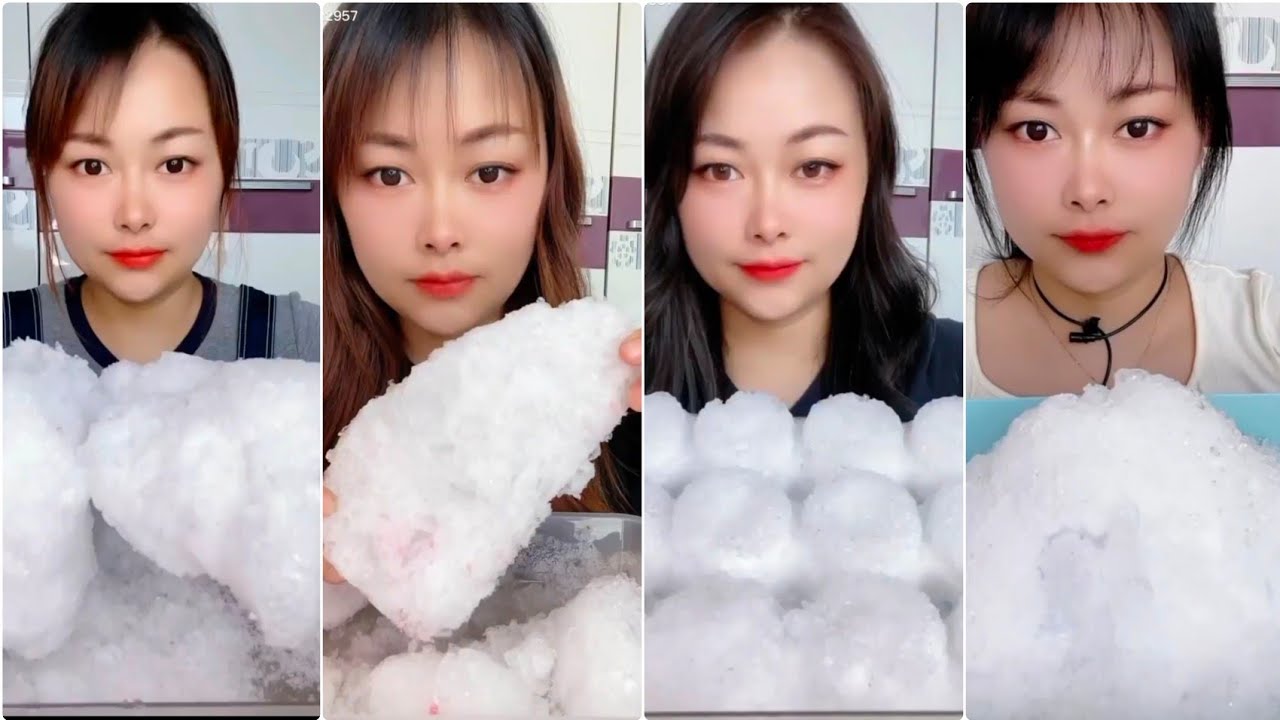 ICE EATING ASMR 1/n 💙 WHITE ICE EATING ASMR 💙 Snow-white ASMR 💙