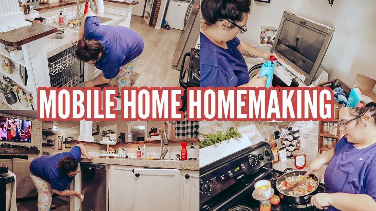 MOBILE HOME HOMEMAKING MOTIVATION | mom life | mobile home clean with me | cooking & all the things!