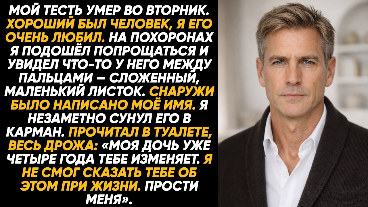 На похоронах моего тестя я нашёл письмо в его руке: «Если ты читаешь это меня уже нет больше рядом…»