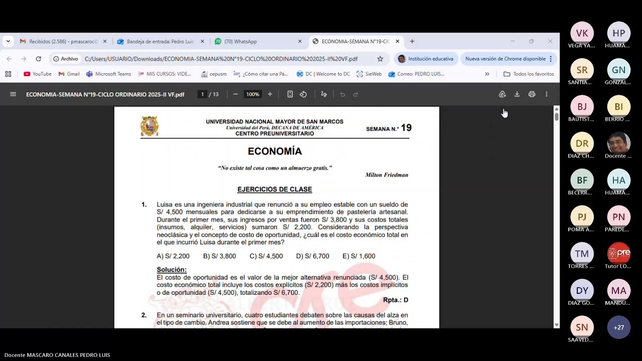 Economía - Semana 19 Repaso - Pre San Marcos Ciclo 2025-II (Nuevo Ciclo)