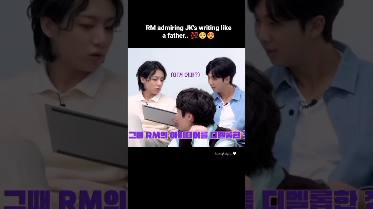 JK was showing his writing like a child & get praised by RM.. 🥺😍 they are so precious.. 💯🤧