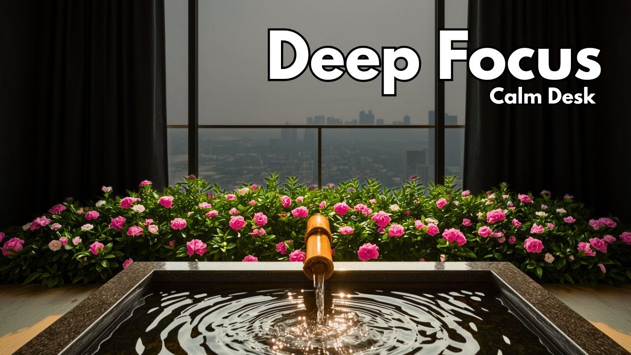Healing Piano Work Music | Zen Office & Bamboo Water Sounds
