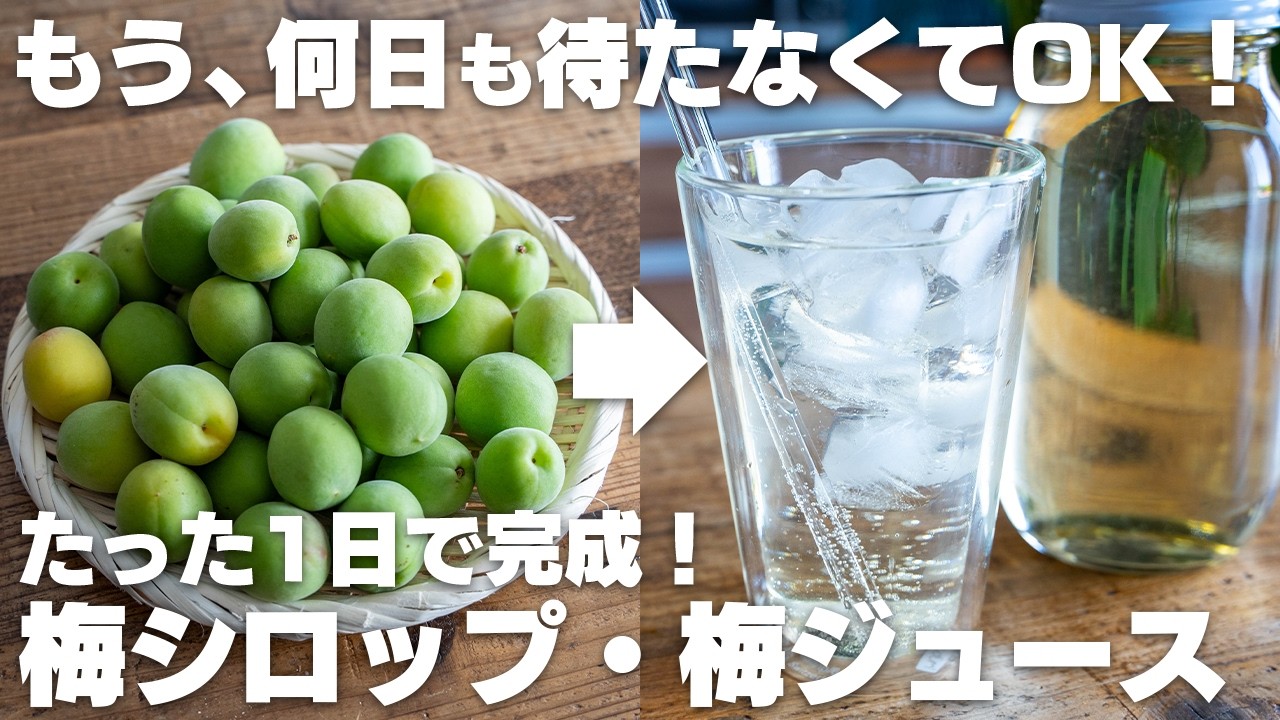 【たった1日で完成】簡単に作れる！梅シロップ！ほったらかしでOK【梅ジュース】