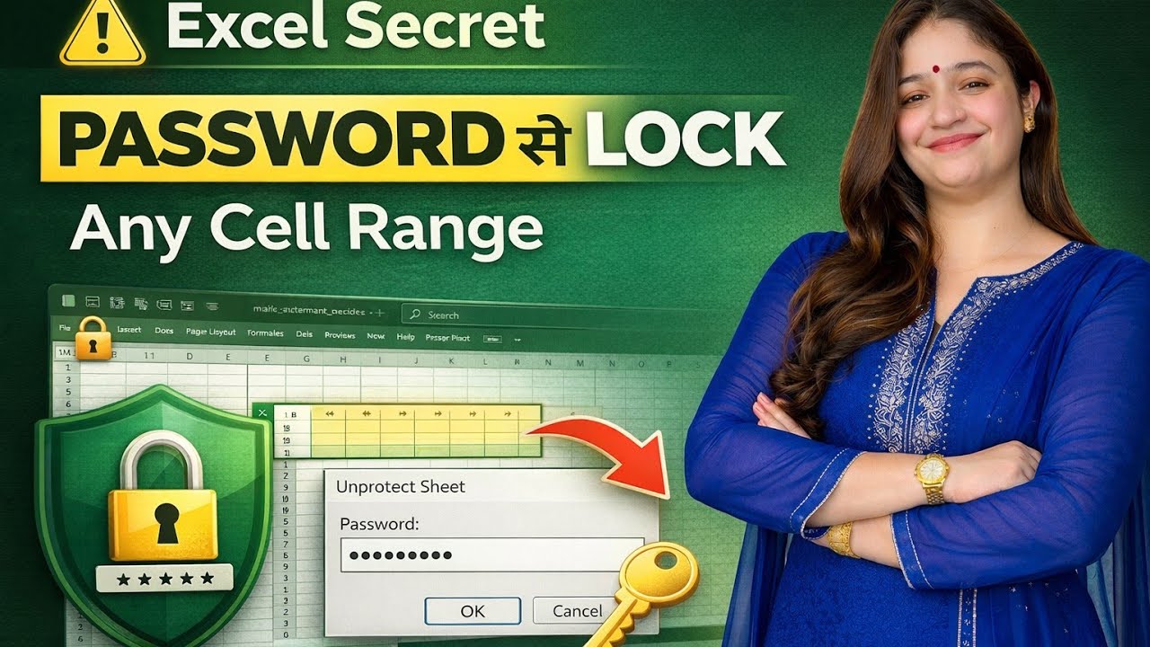 How to Lock Cells in Microsoft Excel | Protect Cells with Password Step-by-Step #sunainalakshyaedu 