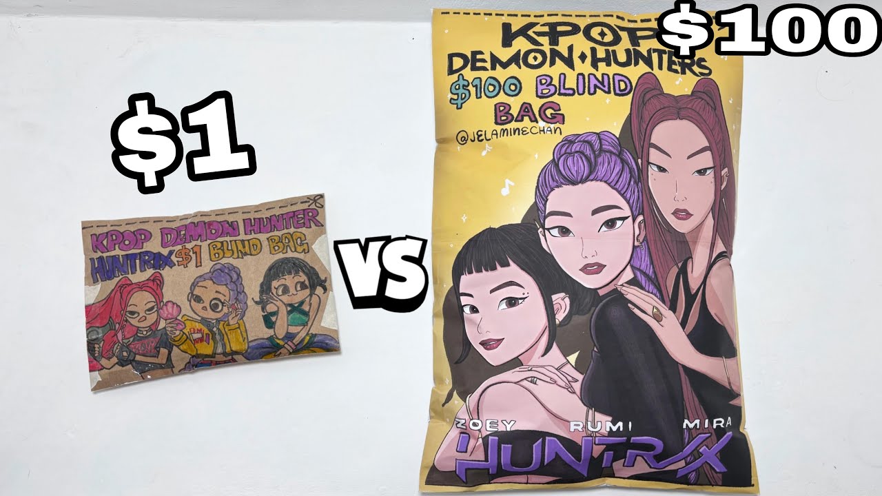 $1 vs $100 KPOP DEMON HUNTER BLIND BAG |Huntrix edition | ASMR | JelamineChan