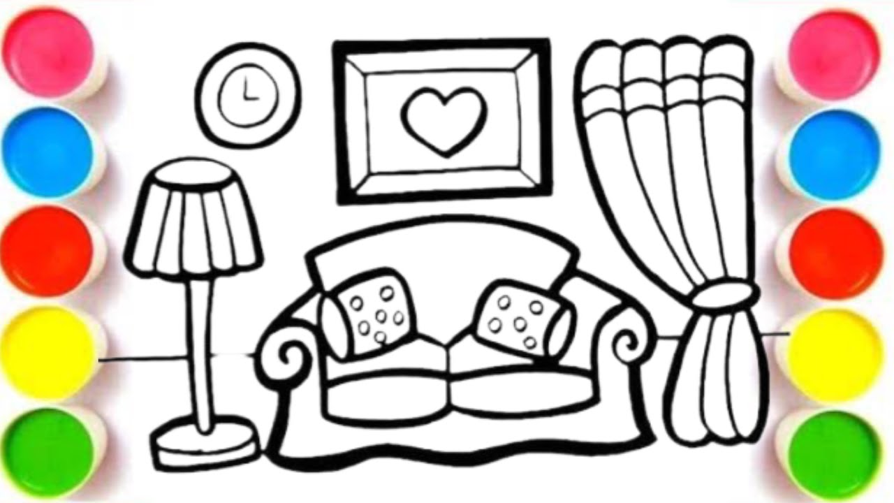 How to Draw A Living Room 🛋️Drawing and Coloring A living Room #kids #livingroom 