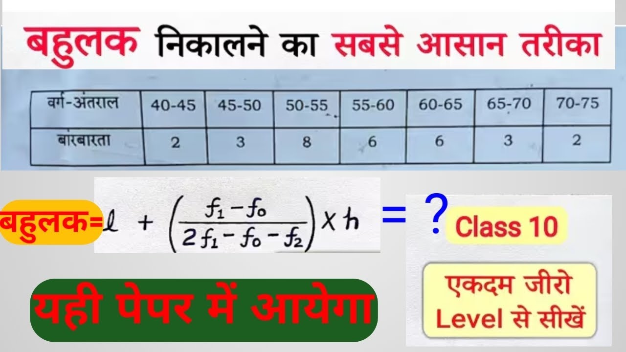 बहुलक कैसे निकालते हैं l Mode kaise nikaalte hain l class 10th math bahulak kaise nikaalte hain 