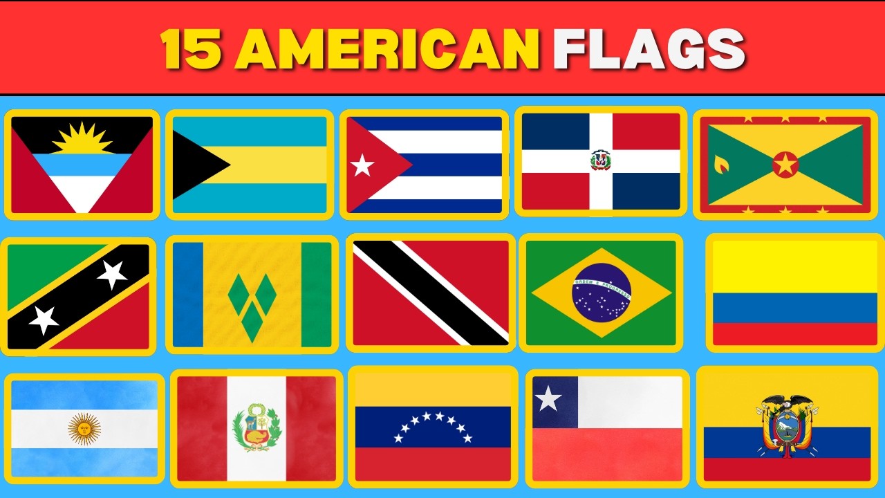 Guess The American Flags 15 Countries. Do you know flags by their capitals? Part 1