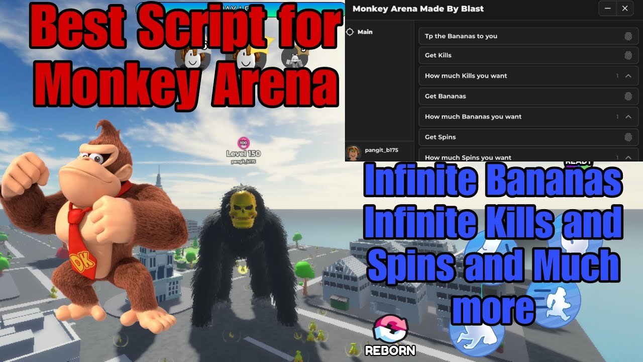 Monkey Arena Script Infinite Bananas, Kills, Spins Punch Aura and Works on Solara and every executor