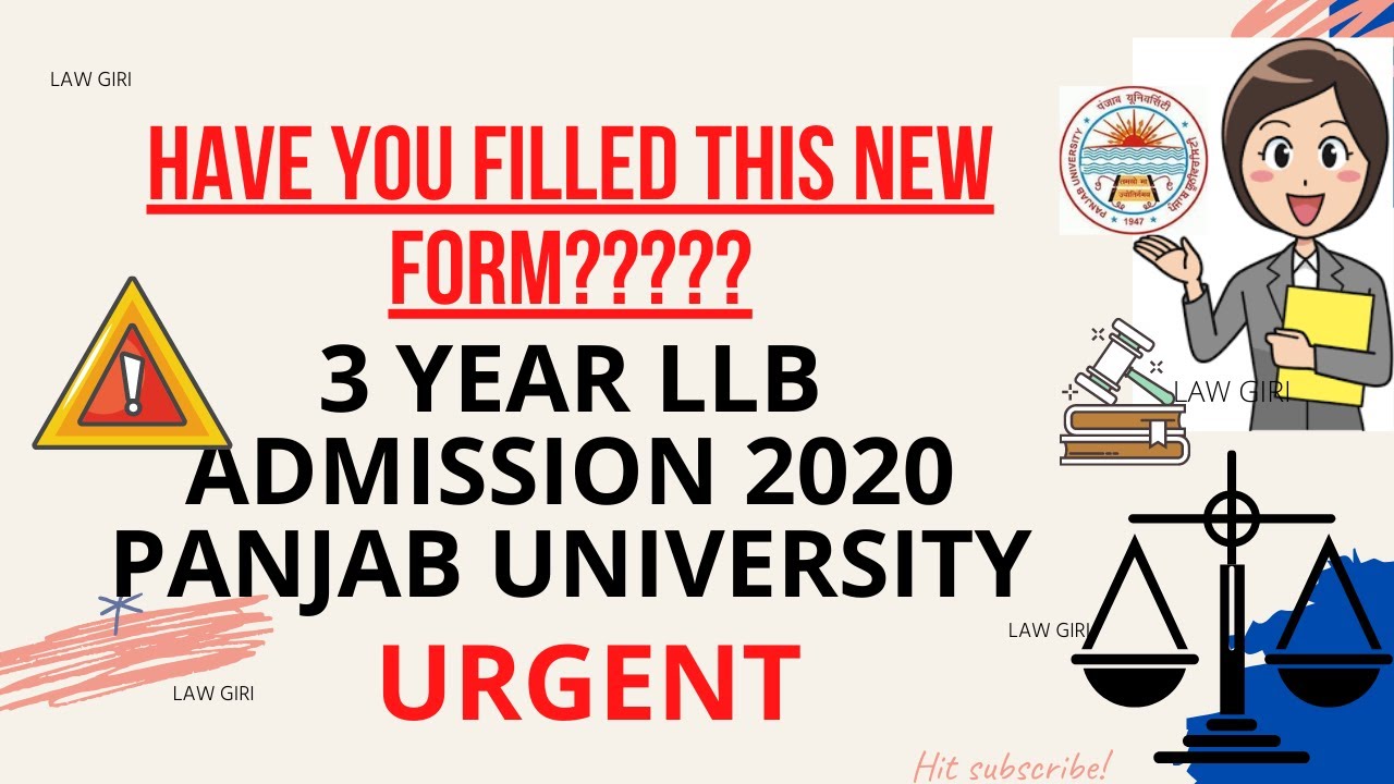 Panjab University New form for 3 year LLB Admission 2020| Punjab University Chandigarh Entrance Exam