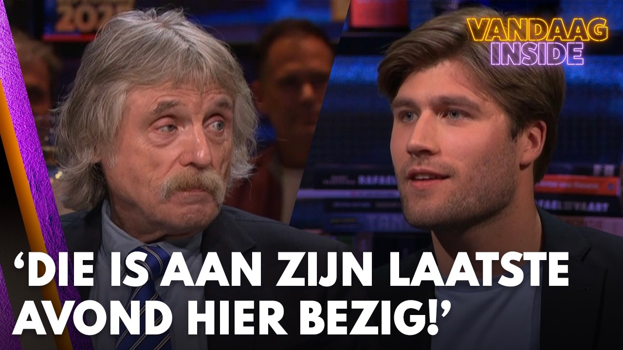 Johan Derksen hoort Jeanneau van Beurden: 'Die is aan zijn laatste avond hier bezig!'