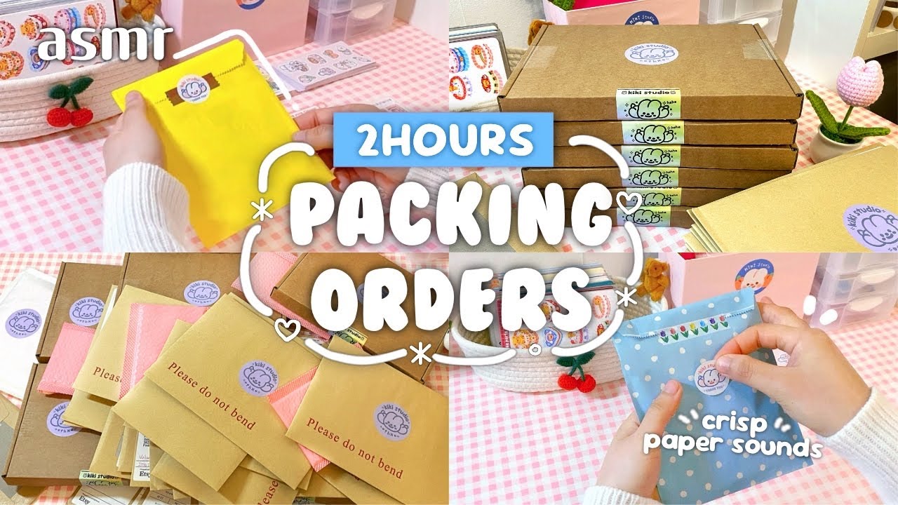 [2hours ASMR] Relaxing Paper Sounds | to sleep, study, work | Packing orders with me :)