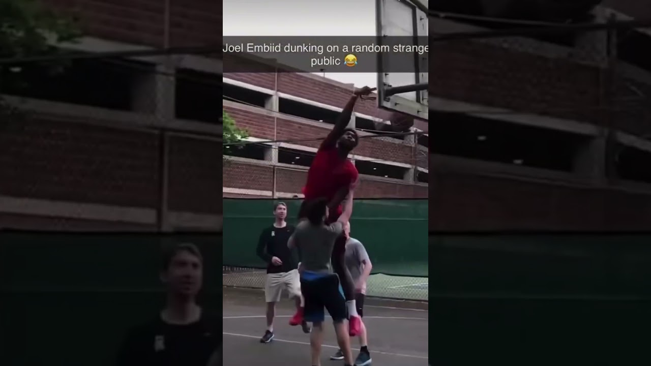 Joel Embiid doing windmill dunk on random person in the dark! #basketball #nba #joelembiid