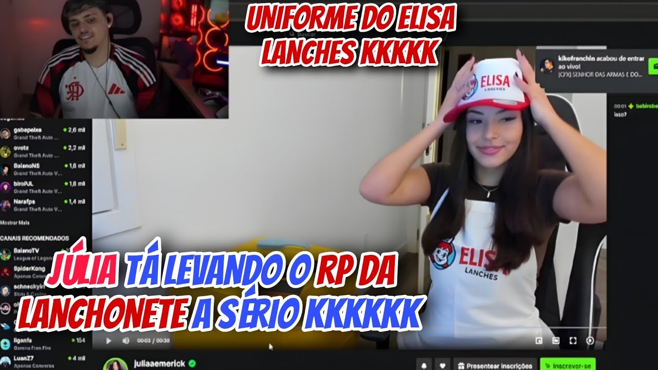 LUAN REAGINDO JULIA COM UNIFORME DO ELISA LANCHES! KKKKKKKKKK