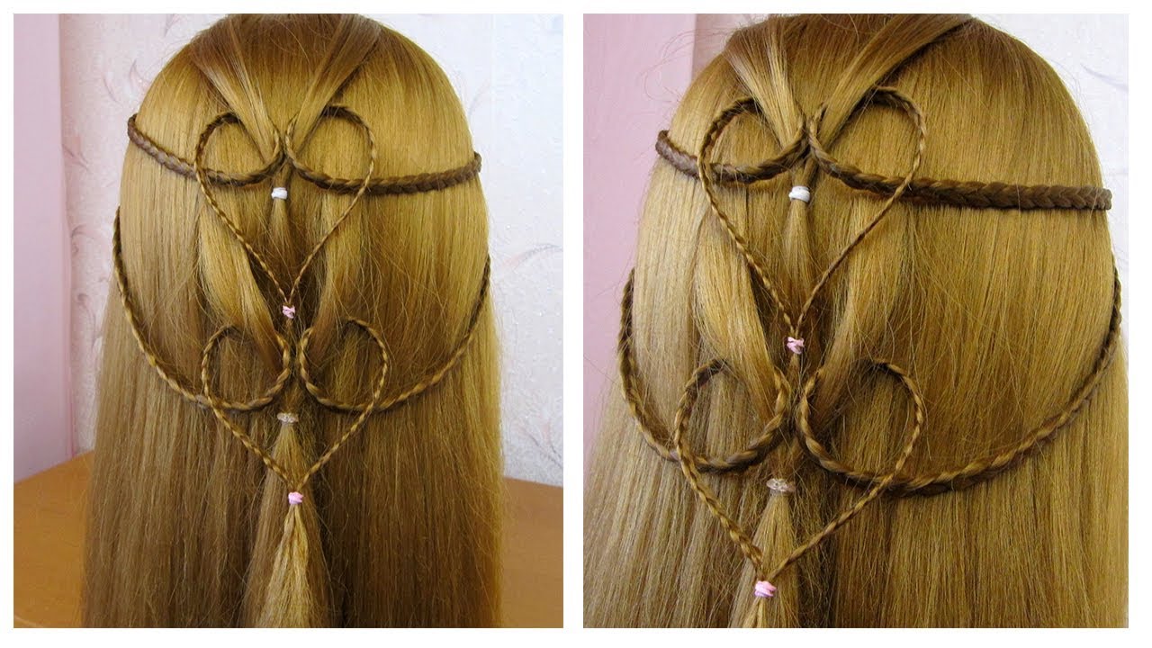 Coiffure romantique facile ღ Coeur tressé ღ Valentine's Day Hairstyle ღ Braided Hearts