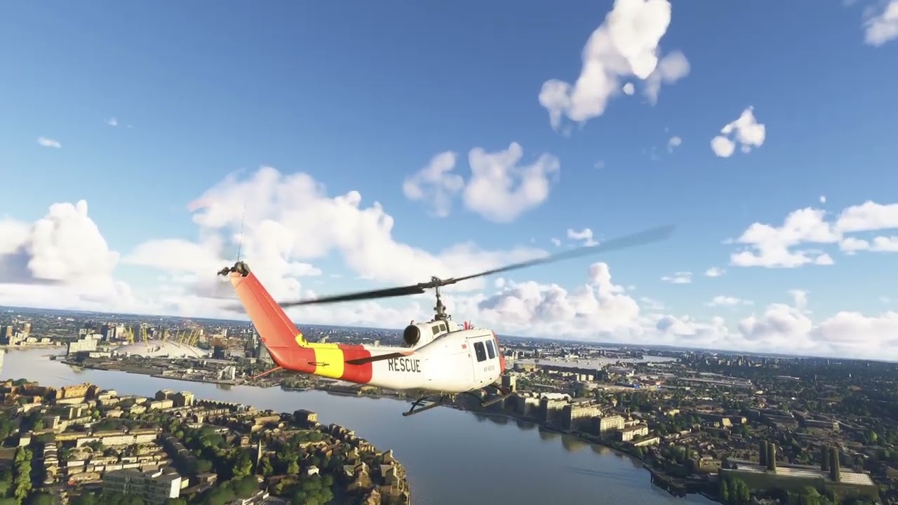 Huey over London in MSFS 2024