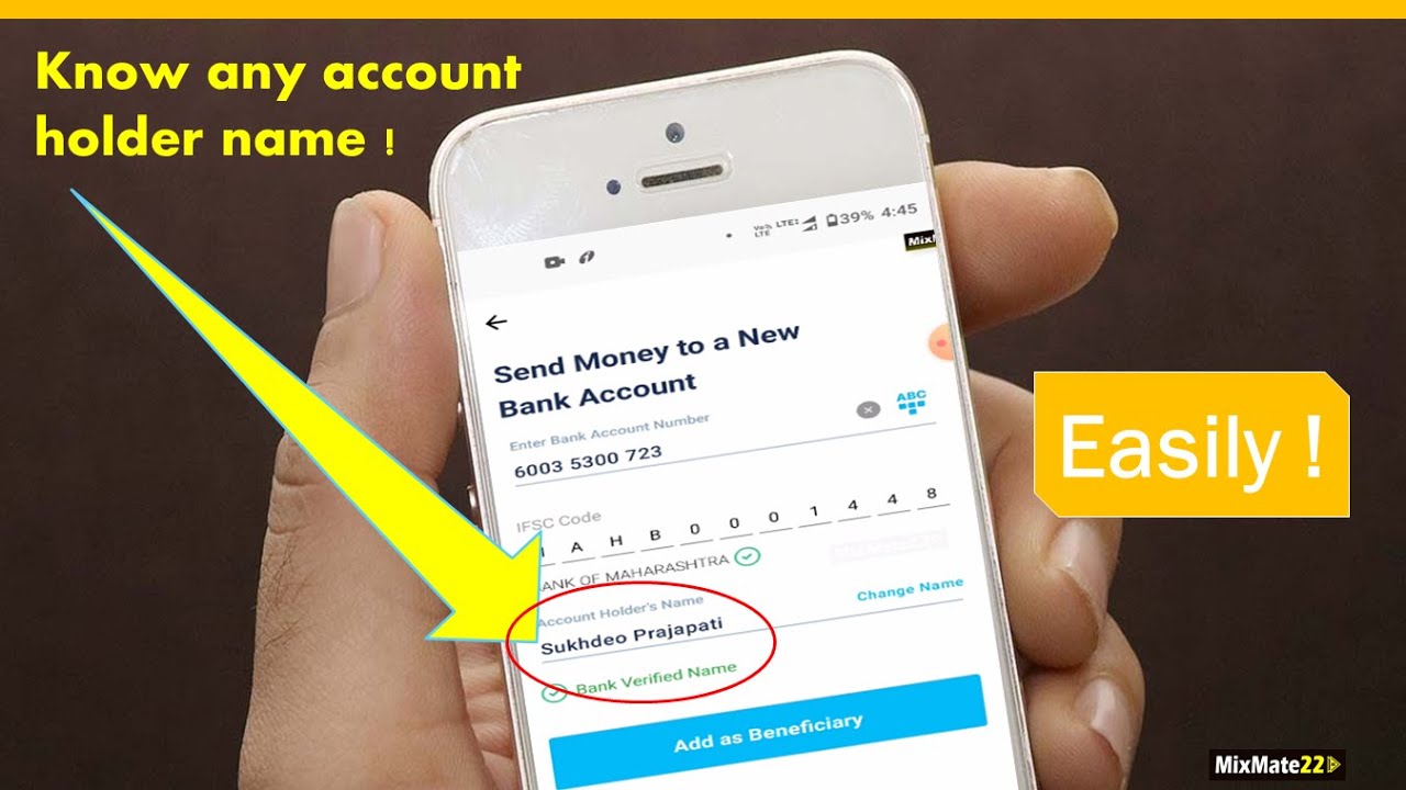 Know any bank account holder name easily | #shorts #account_holder #mixmate22