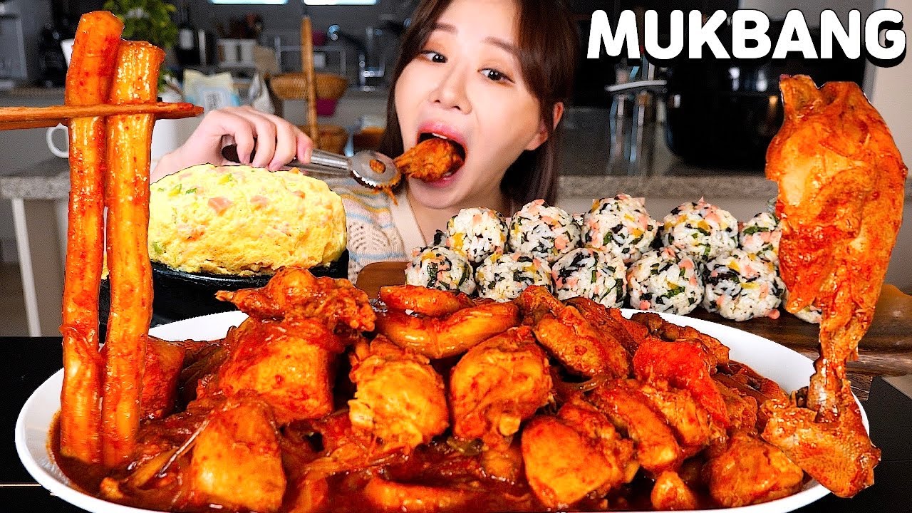 MUKBANGㅣASMR 엽기 닭볶음탕 가장 매운맛❤️‍🔥직접 만든 계란찜, 주먹밥 먹방 Braised Spicy Chicken, Steamed eggs, Rice ball🔥