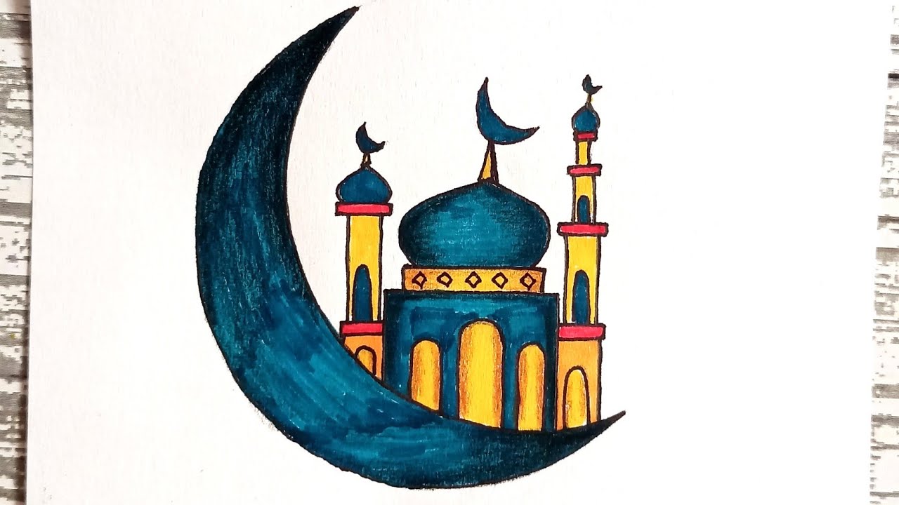 رسومات رمضان | رسم رمضان | رسم هلال و مسجد | رسمات سهلة لرمضان | رمضان 2023 | #رمضان | Ramadan
