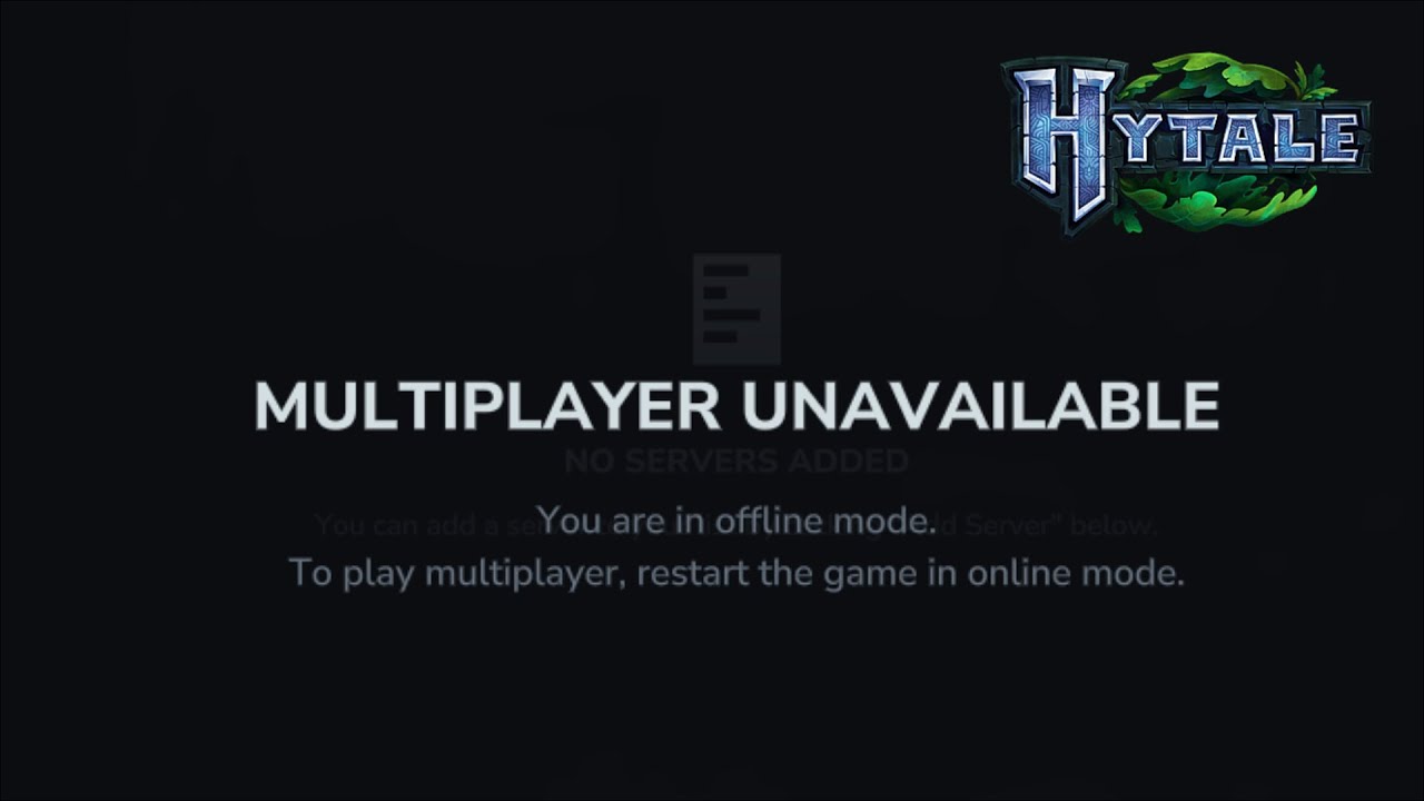 Hytale Multiplayer Unavailable - You are in Offline Mode - To Play Multiplayer restart the game -Fix