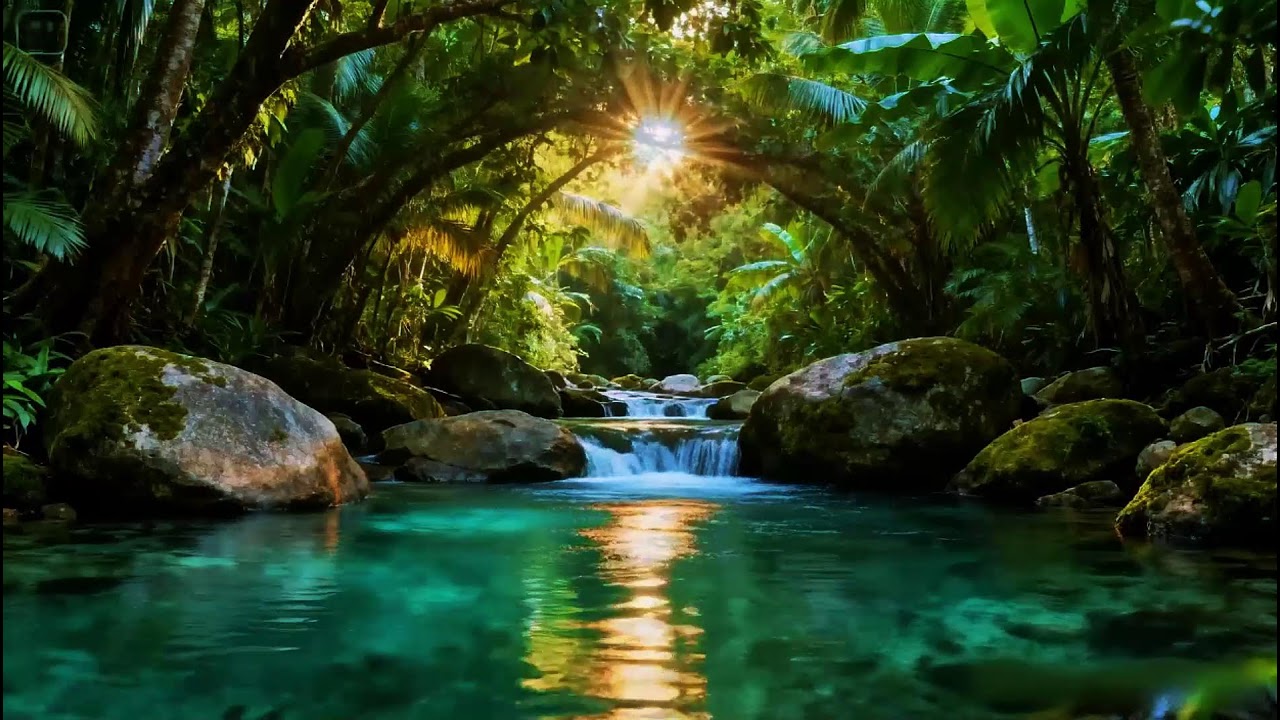 Deep Calm Forest Ambience | Peaceful River Flowing Ambience | Quiet Bird Chirping Nature Sounds