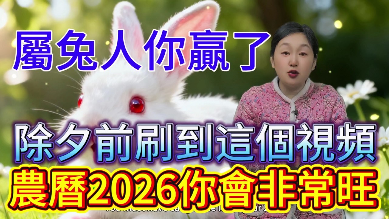 屬兔人你贏了！如果你在除夕（2 月 16 日）前看到這個視頻，農曆 2026 年財運直接旺到天靈蓋！#運勢 #補財庫旺財氣 #財富 #正能量 #生肖 #命理